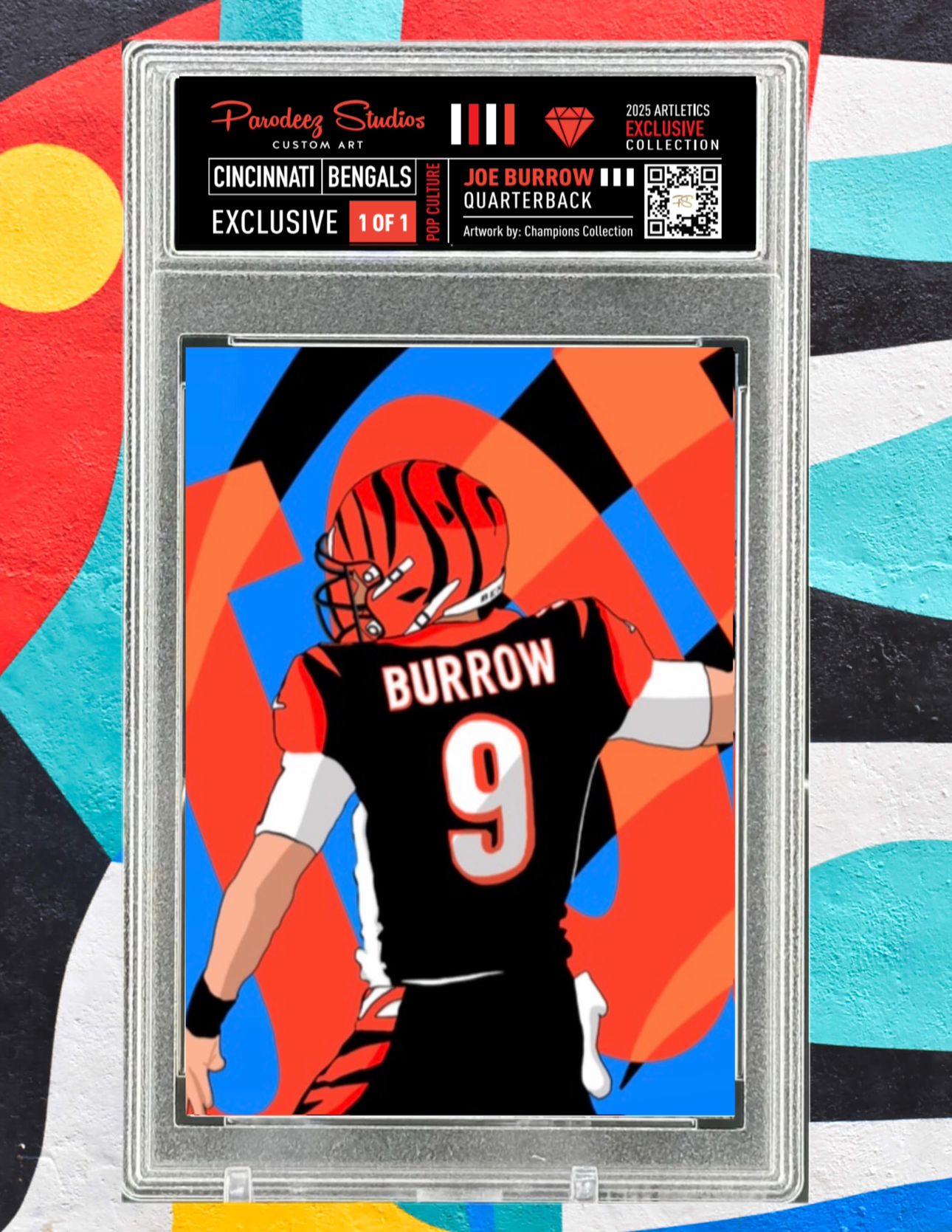 2025 Artletics Collection – Joe Burrow Custom Fan Art Card (Encapsulated in Acrylic Vanity Slab + NFT Option)