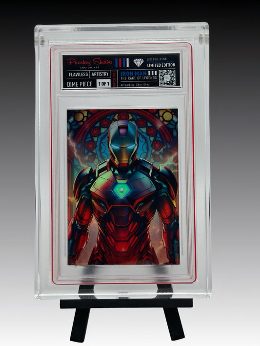 🔥 Popcorn Auction: 1/1 Custom Fan Art Card – Stained Glass Refractor w/ VVS1 Moissanite Diamond – Iron Man Avengers